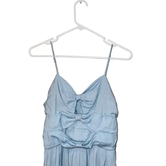 Altar'd State Bella Bow Midi Dress Baby Blue Size Small - Picture 5 of 6